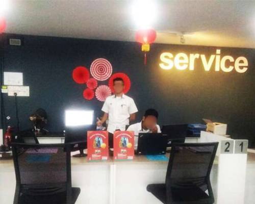 Queue system installed at a car service centre in Nilai, Malaysia