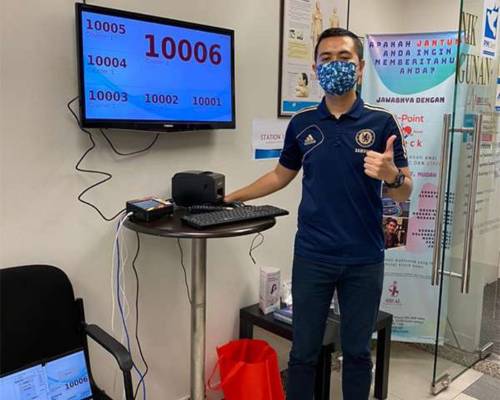 Queue system installed at a medical clinic in Kuala Lumpur, Malaysia