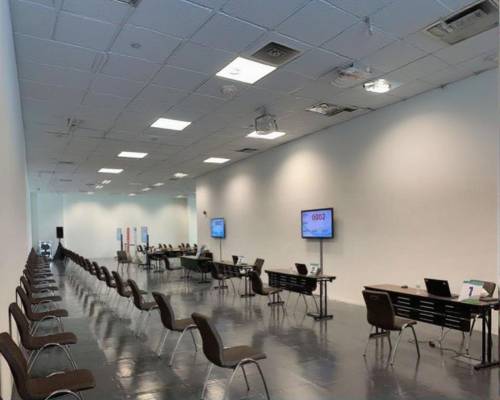 Queue system installed at a ppv vaccine centre in Putrajaya, Malaysia