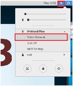 Network menu expanded showing the Select Network option highlighted